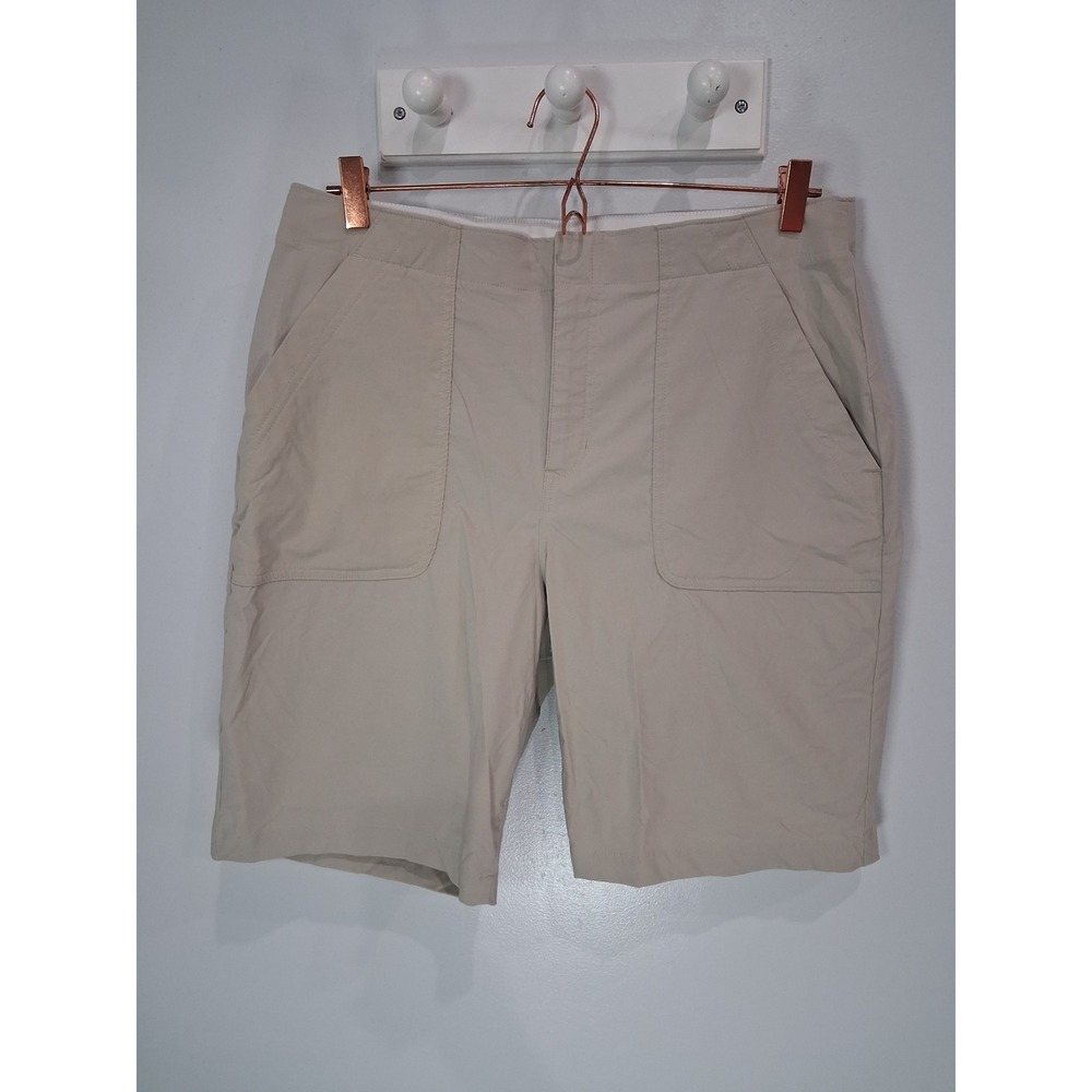 Eddie Bauer Womens T12 Horizon Guide Shorts Beige Khaki Stretch Hiking Size 12